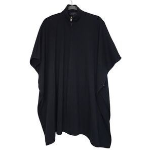 St John Black Wool Poncho Knit cape Minimalist Lagenlook Neutral Luxury luxe